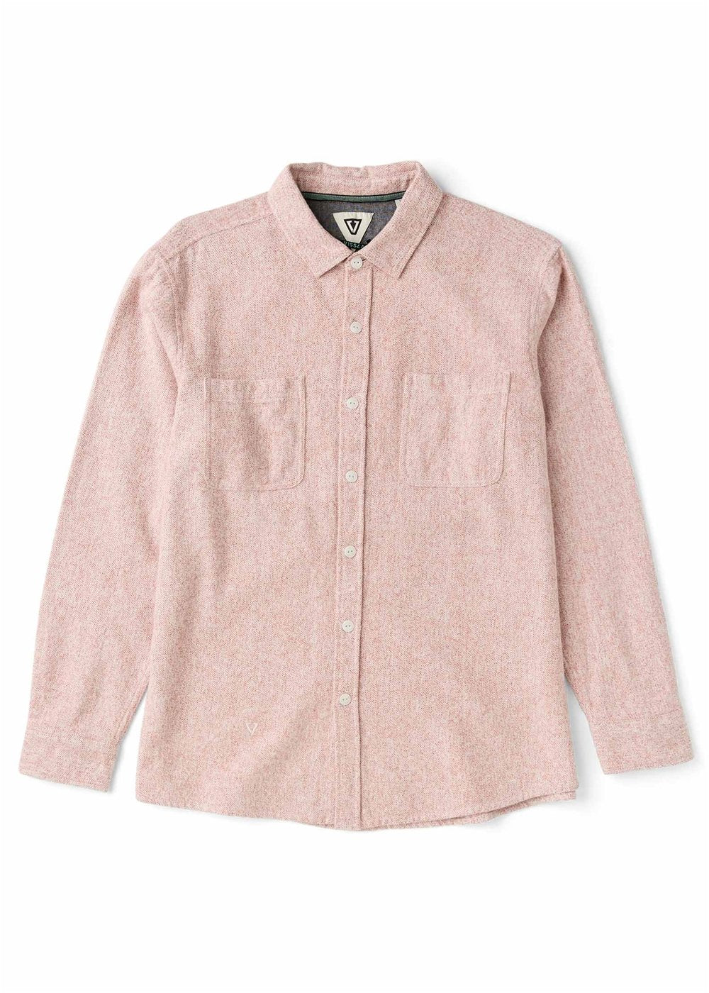 Vissla Shaper Eco LS Flannel shirt in shark gray with long sleeves and chest pockets.