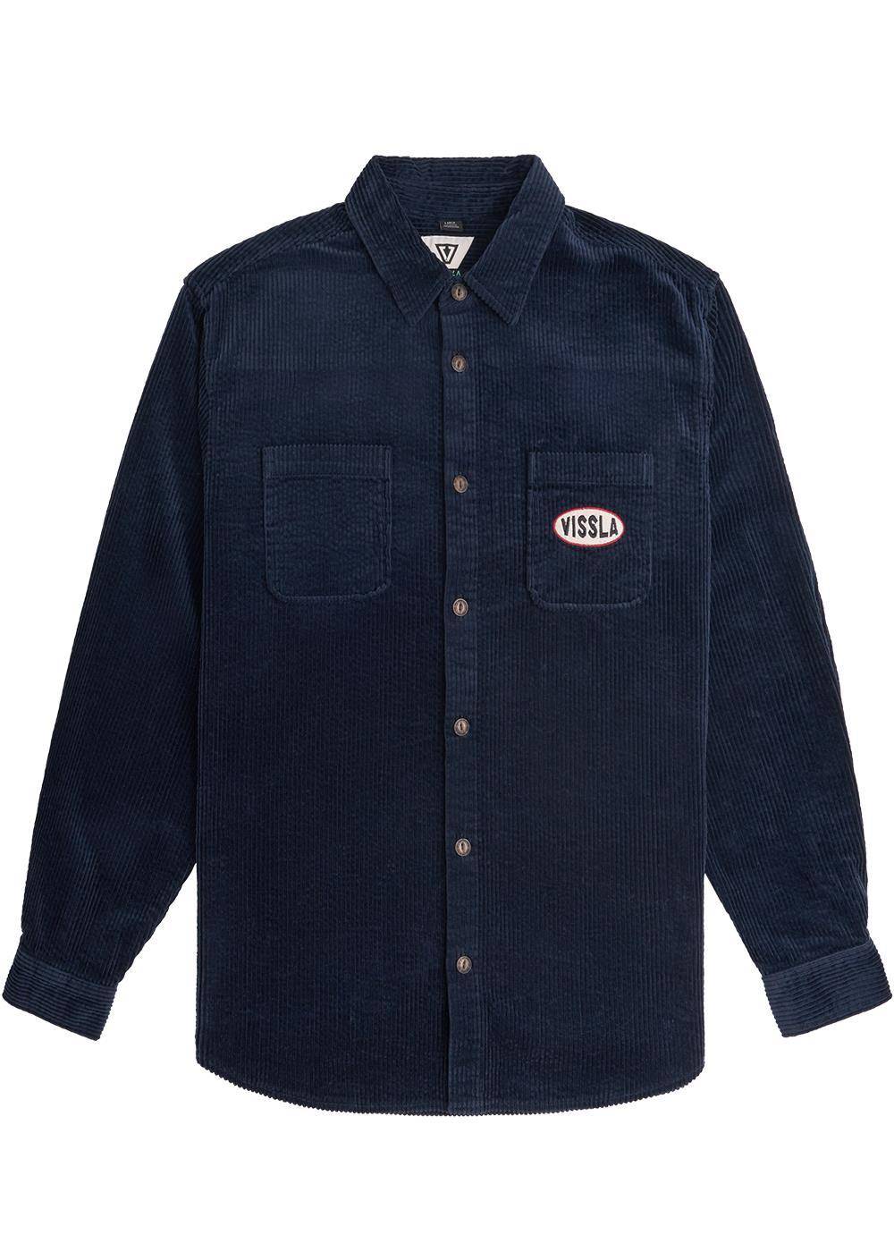 Vissla Blink Woven Shirt in light khaki, front view with button-up design.