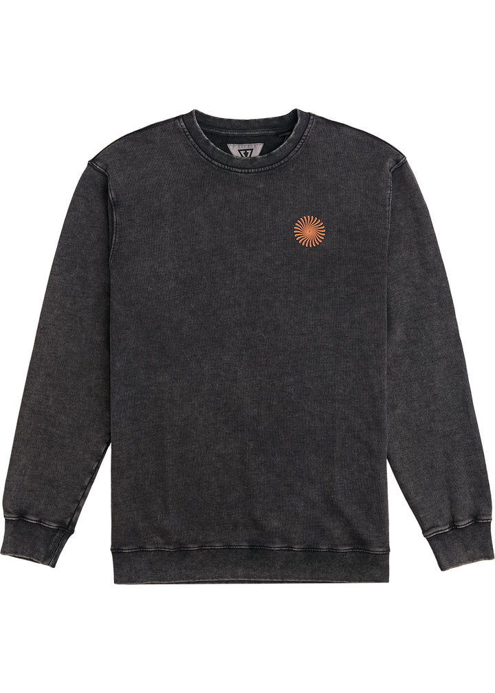 Front view of Vissla Psycho Surf Crew Fleece in Phantom with subtle chest logo.