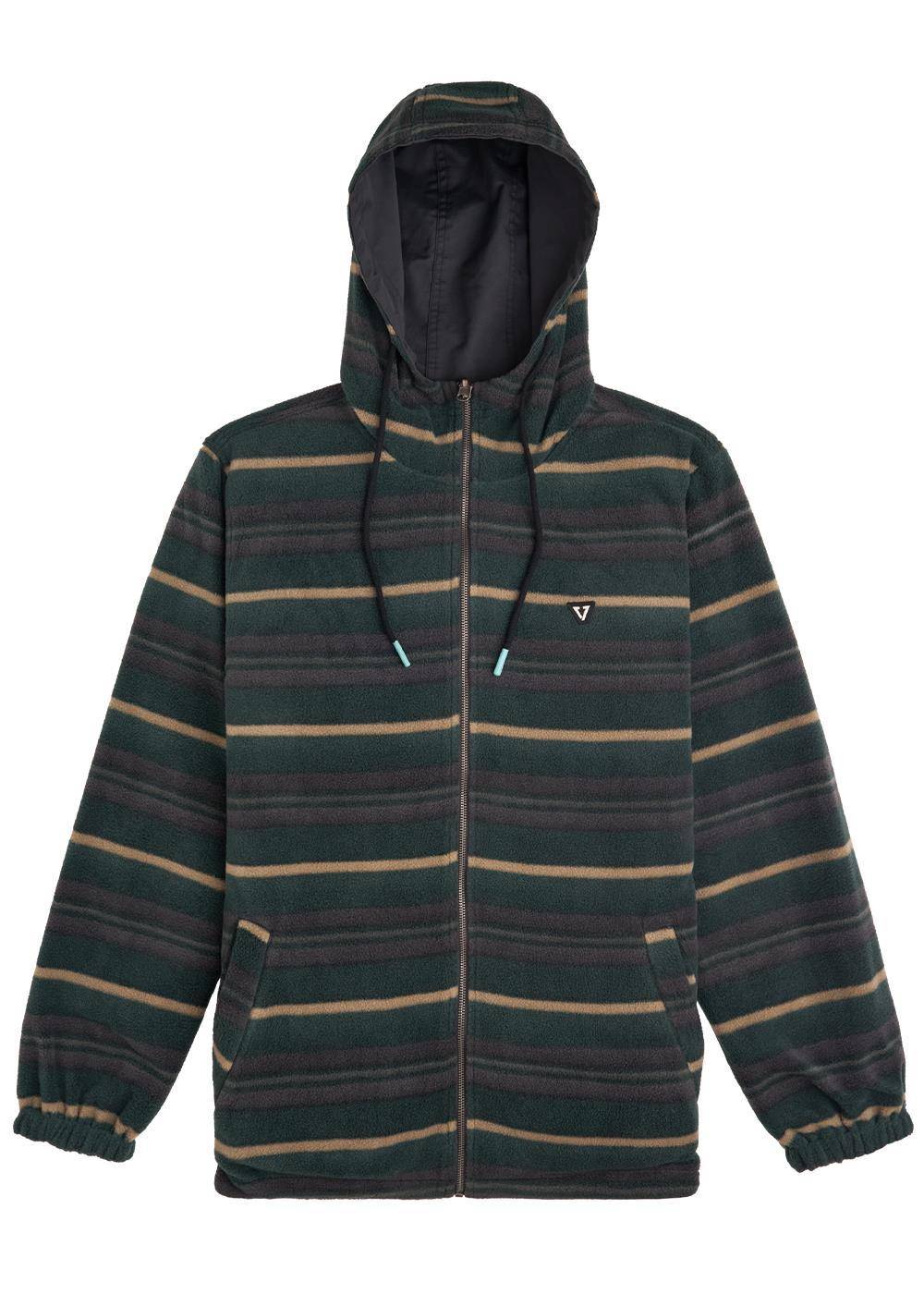 Vissla Breaker's Reversible Jacket with striped fleece and zip closure.