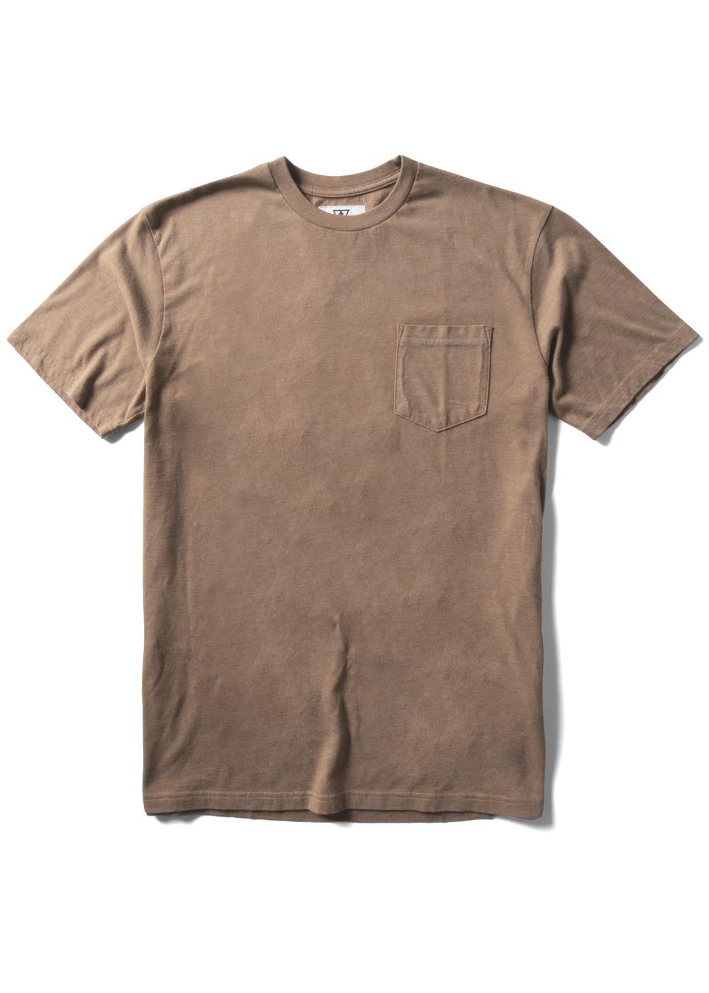Vissla Solid Sets Ss Pkt Tee in Rifle green, front view with pocket detail.