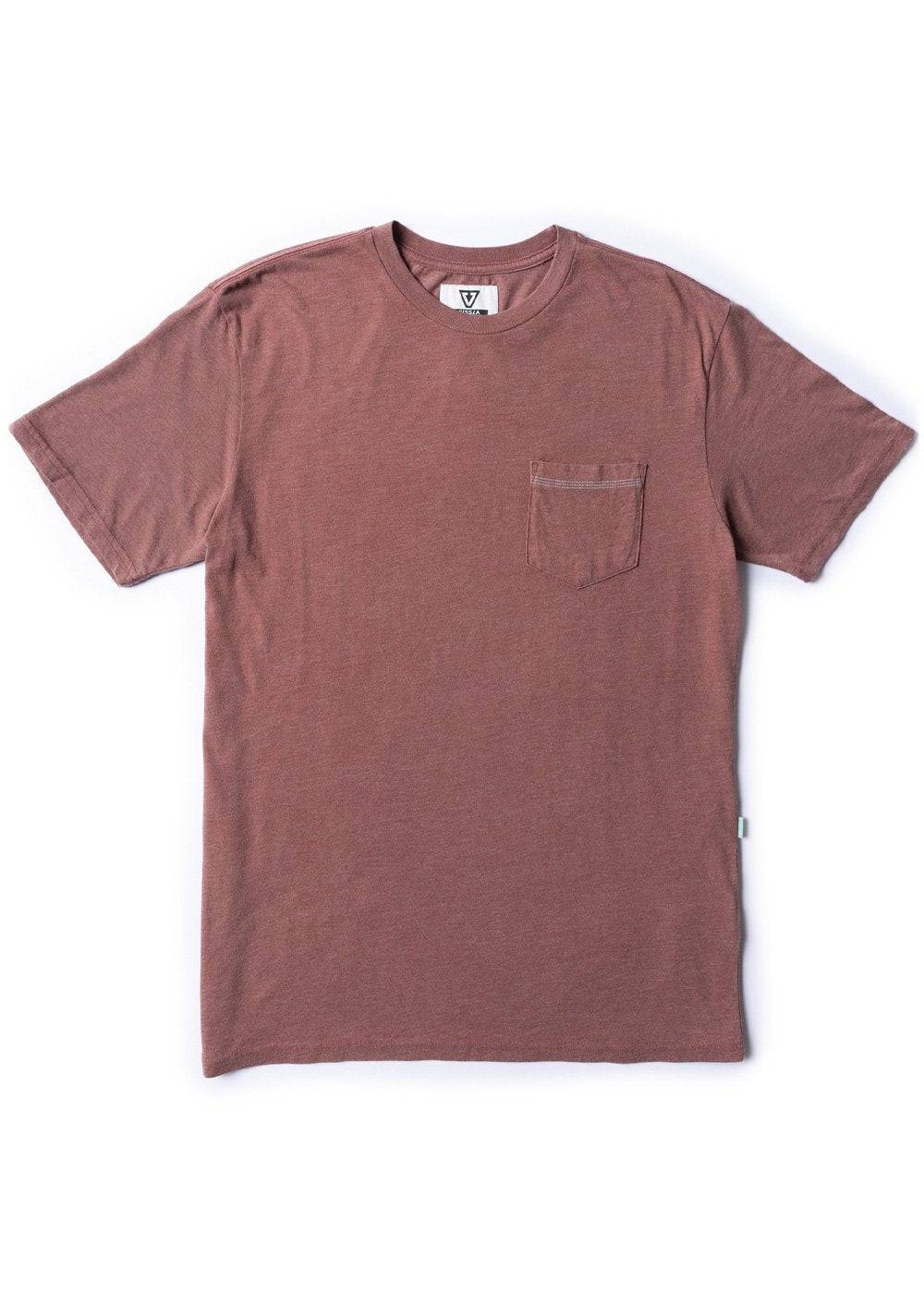 Vissla Solid Sets Ss Pkt Tee in Rifle green, front view with pocket detail.