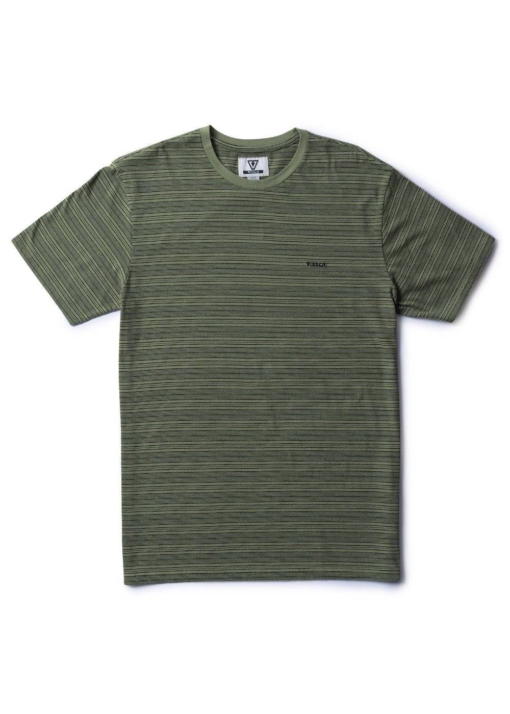 Vissla Creek Ss Tee in Fig color, front view with subtle stripe pattern.
