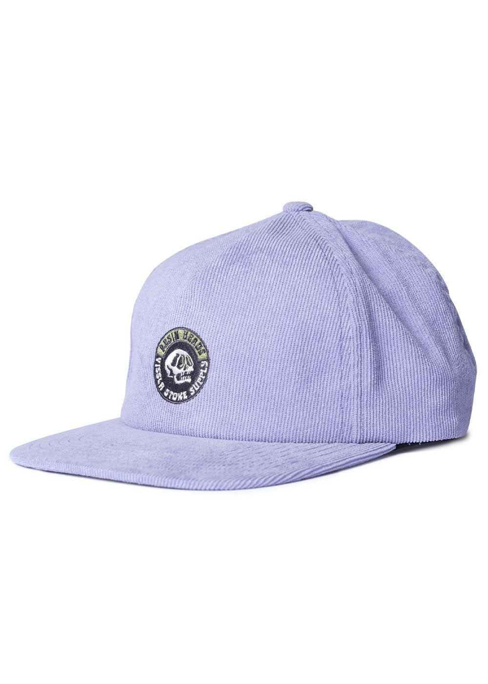Vissla Resin Head Hat in beige corduroy with embroidered logo on front.