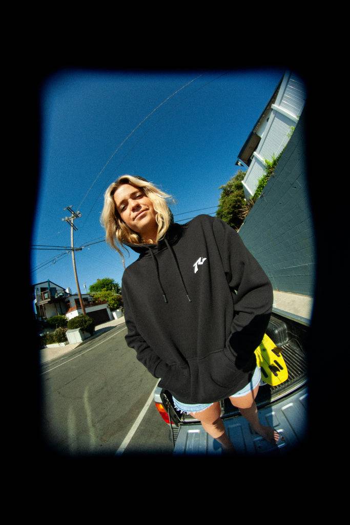 Rusty Baseline Boyfriend Fleece Hood - Black