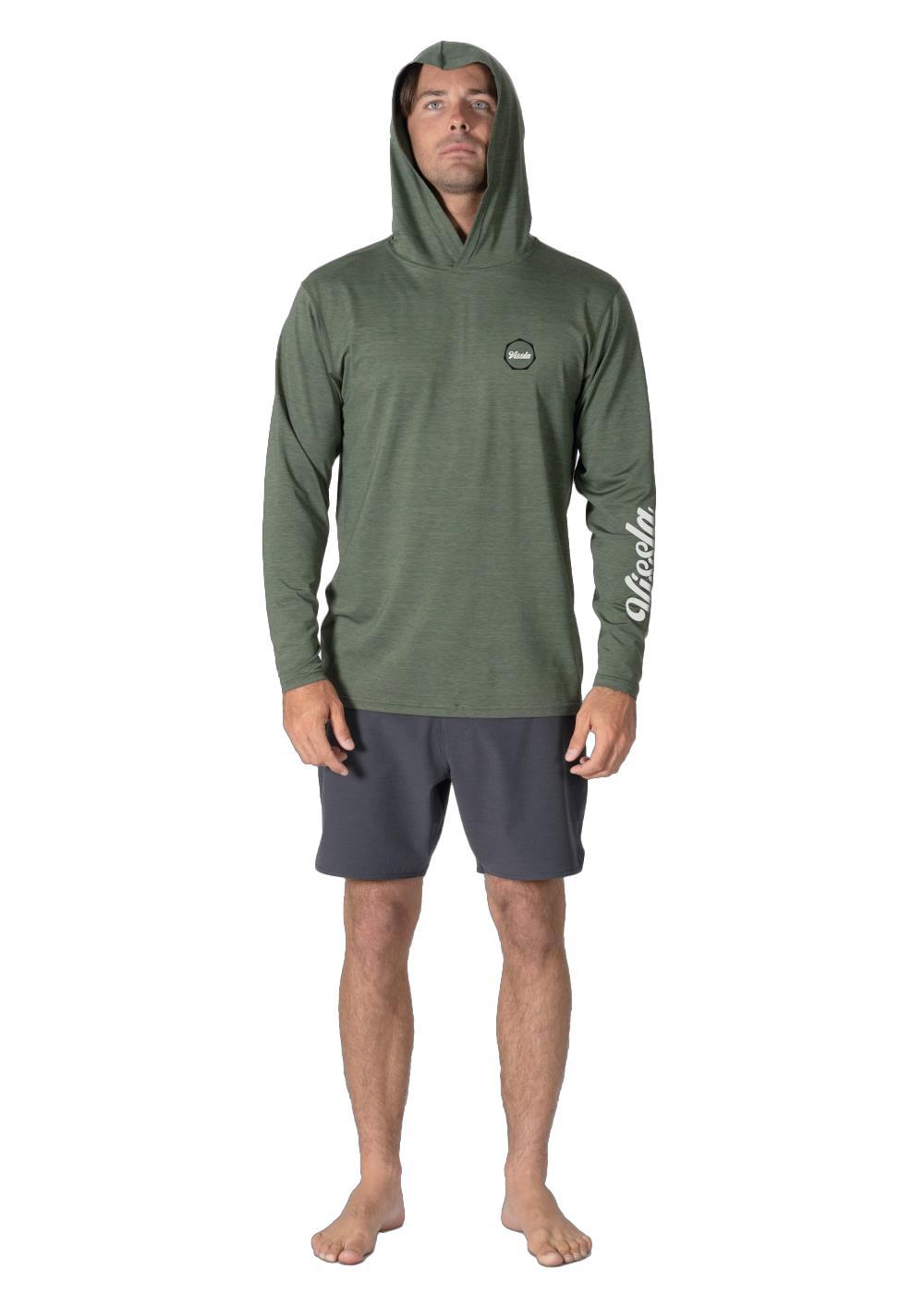Vissla Twisted Eco Hooded Ls Sun Shirt in Army Heather