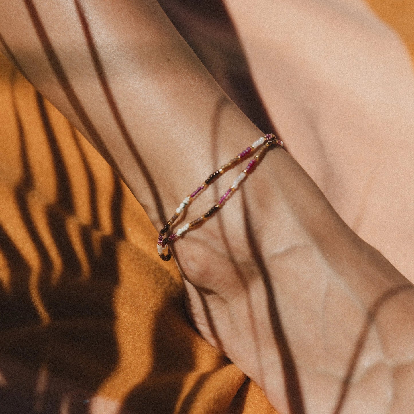 Berkilau Warm Tone Beaded Anklet for Stylish Wear