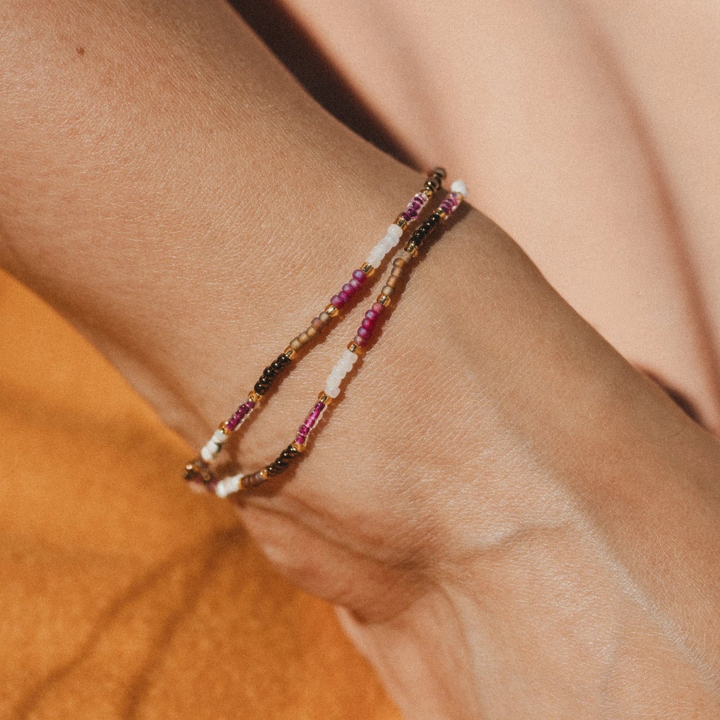 Berkilau Warm Tone Beaded Anklet for Stylish Wear