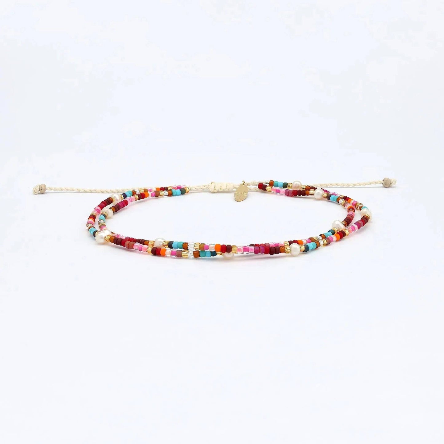Merah Dainty Beaded Anklet - Handmade in Java