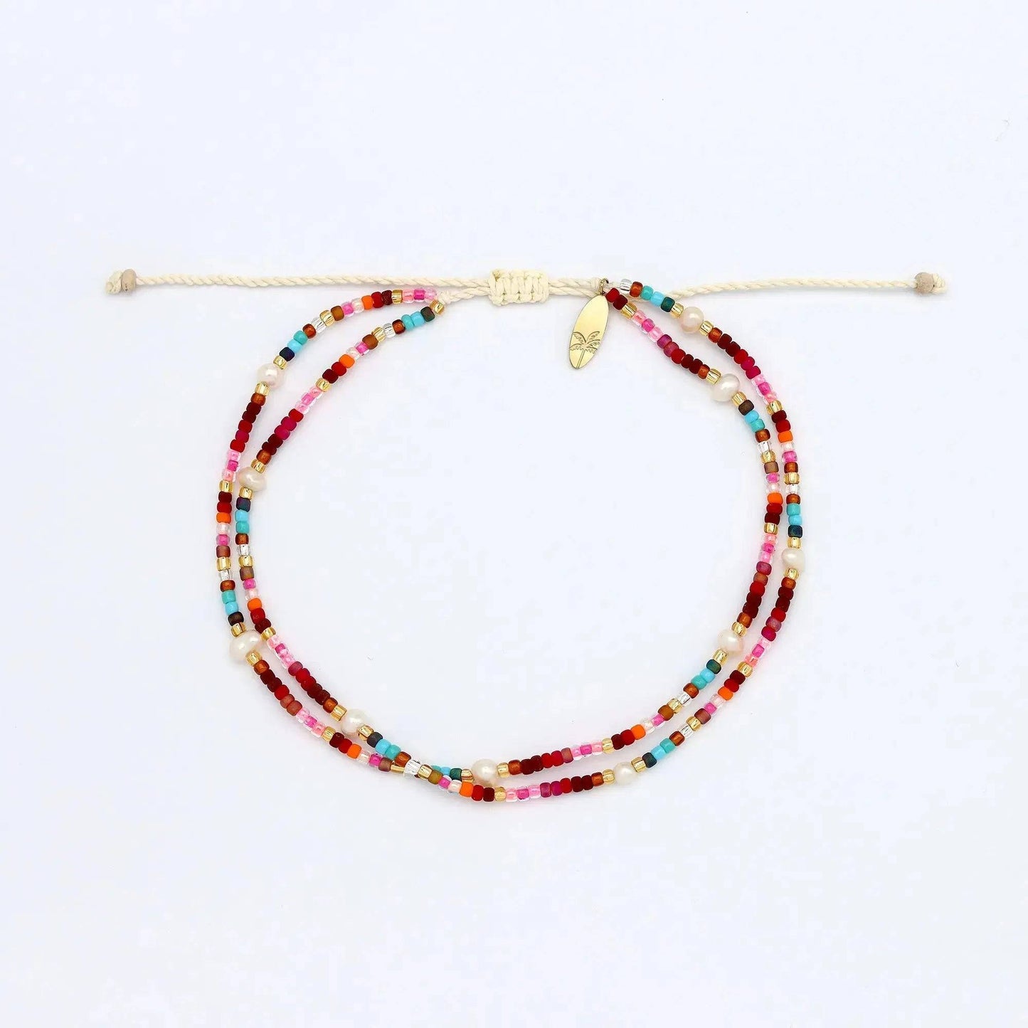 Merah Dainty Beaded Anklet - Handmade in Java