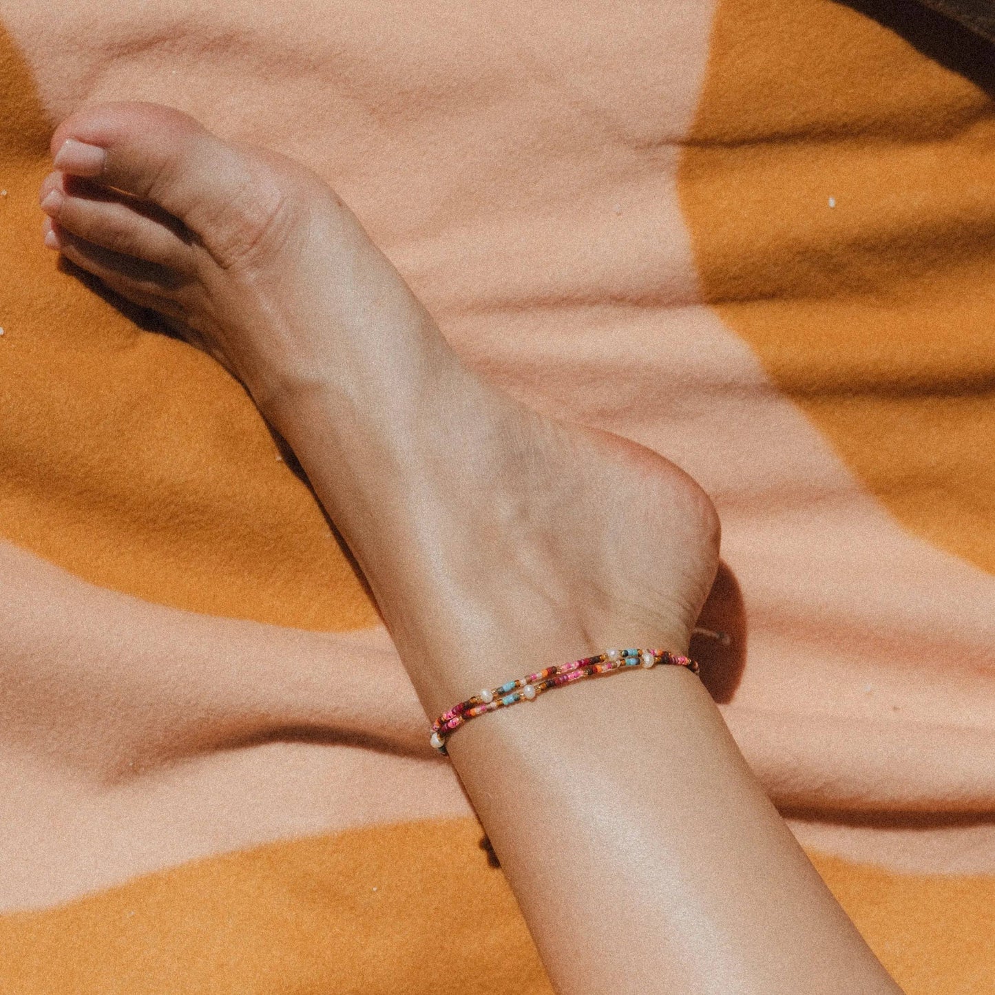 Merah Dainty Beaded Anklet - Handmade in Java