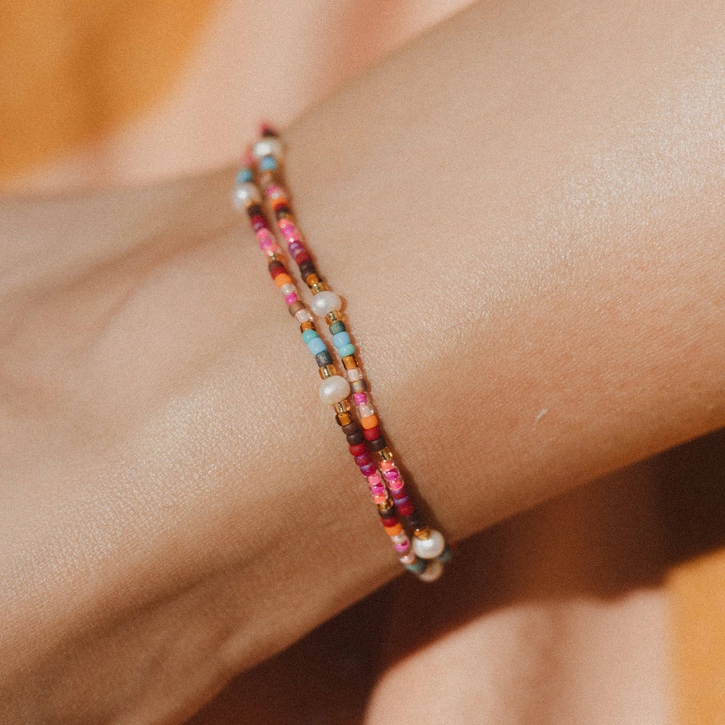 Merah Dainty Beaded Anklet - Handmade in Java