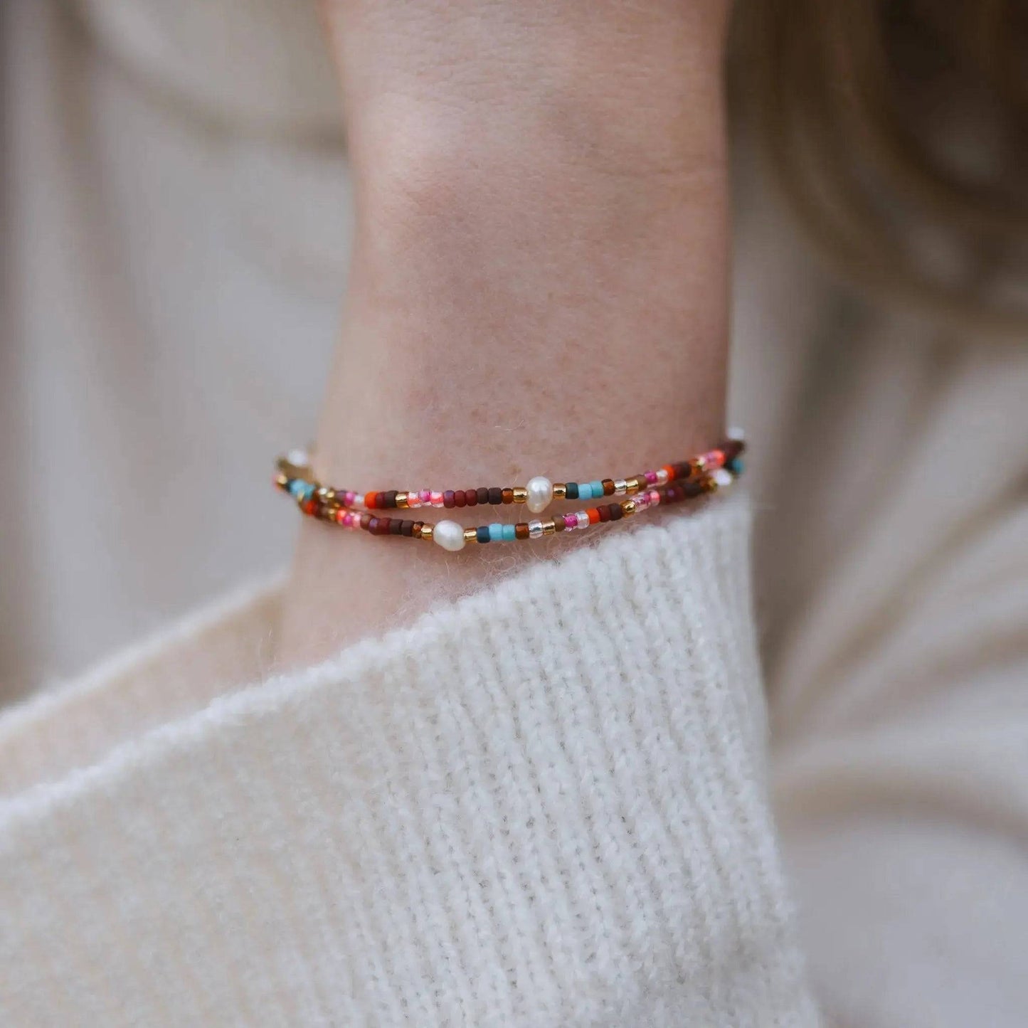 Merah Dainty Beaded Bracelet with Glass Seed Beads