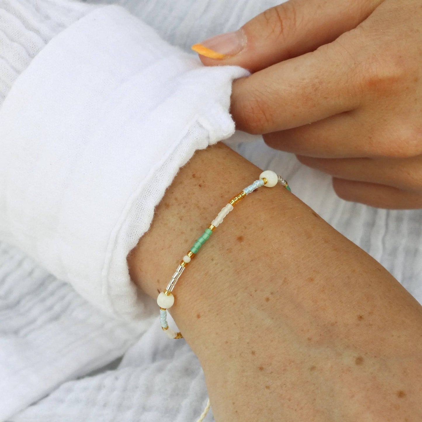 Adjustable Beaded Bracelet with Glass Seed Beads
