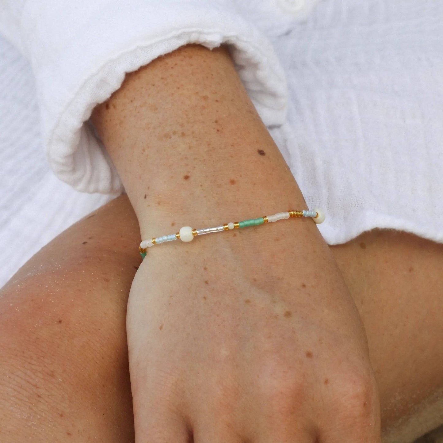 Adjustable Beaded Bracelet with Glass Seed Beads