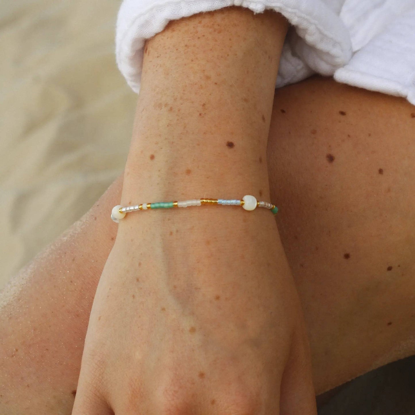 Adjustable Beaded Bracelet with Glass Seed Beads