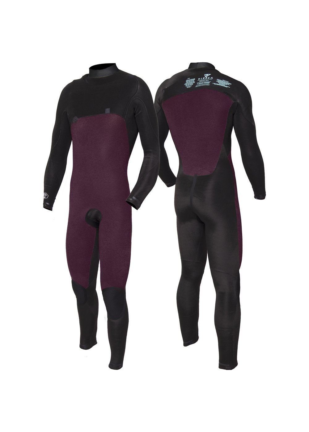 Interior view of VIssla 7 Seas Comp 4-3 wetsuit showing thermal lining.