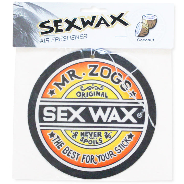 SexWax oversized air freshener with coconut scent, vibrant circular design.