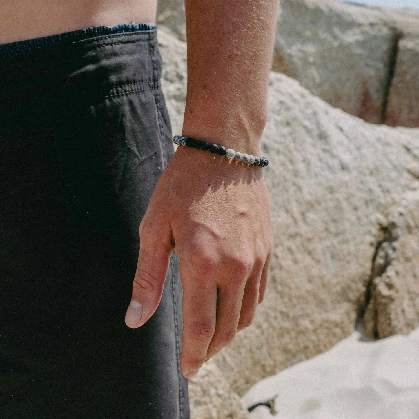Sekumpul Natural Stone Beaded Mens Bracelet