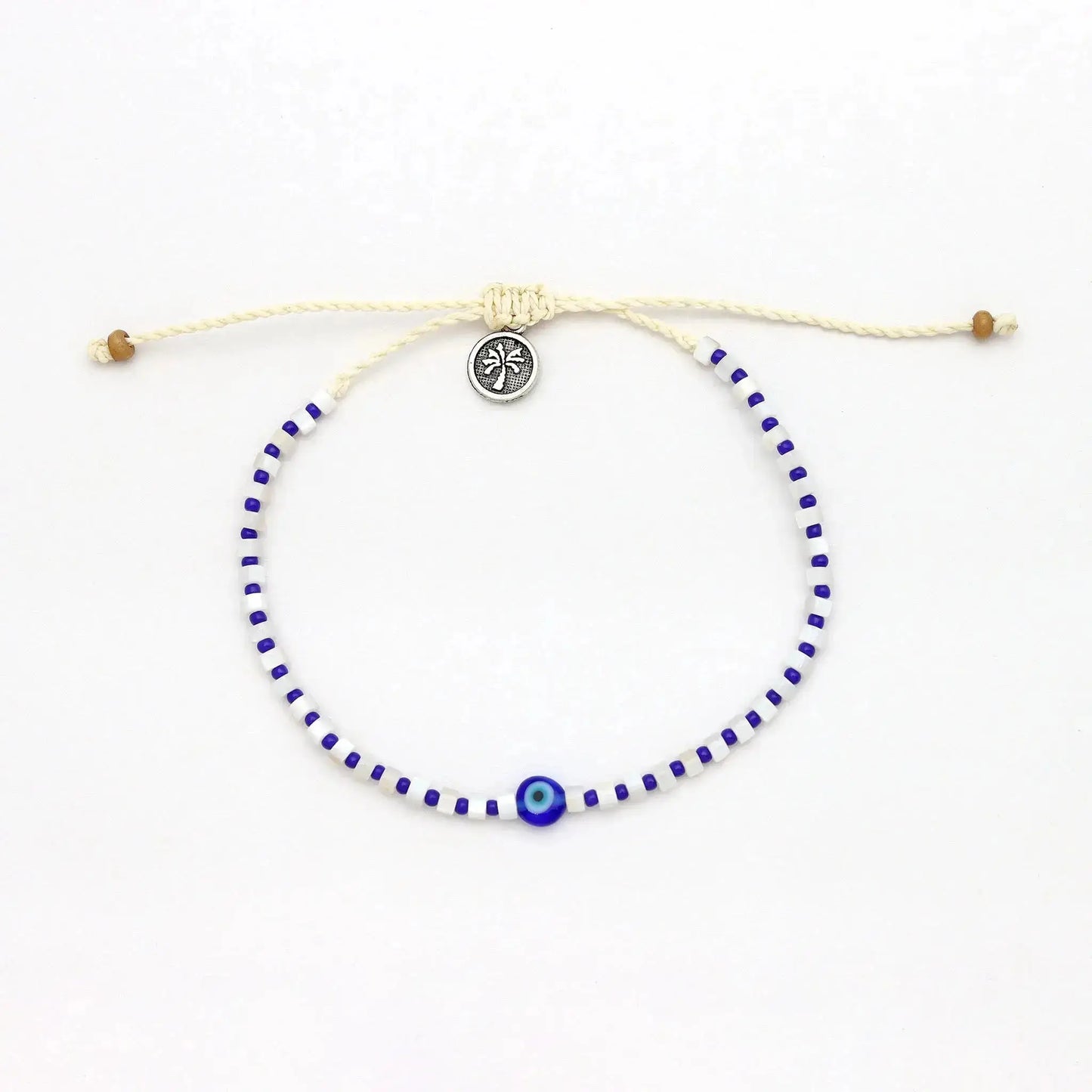 Candidasa Evil Eye Anklet with Blue Glass Beads