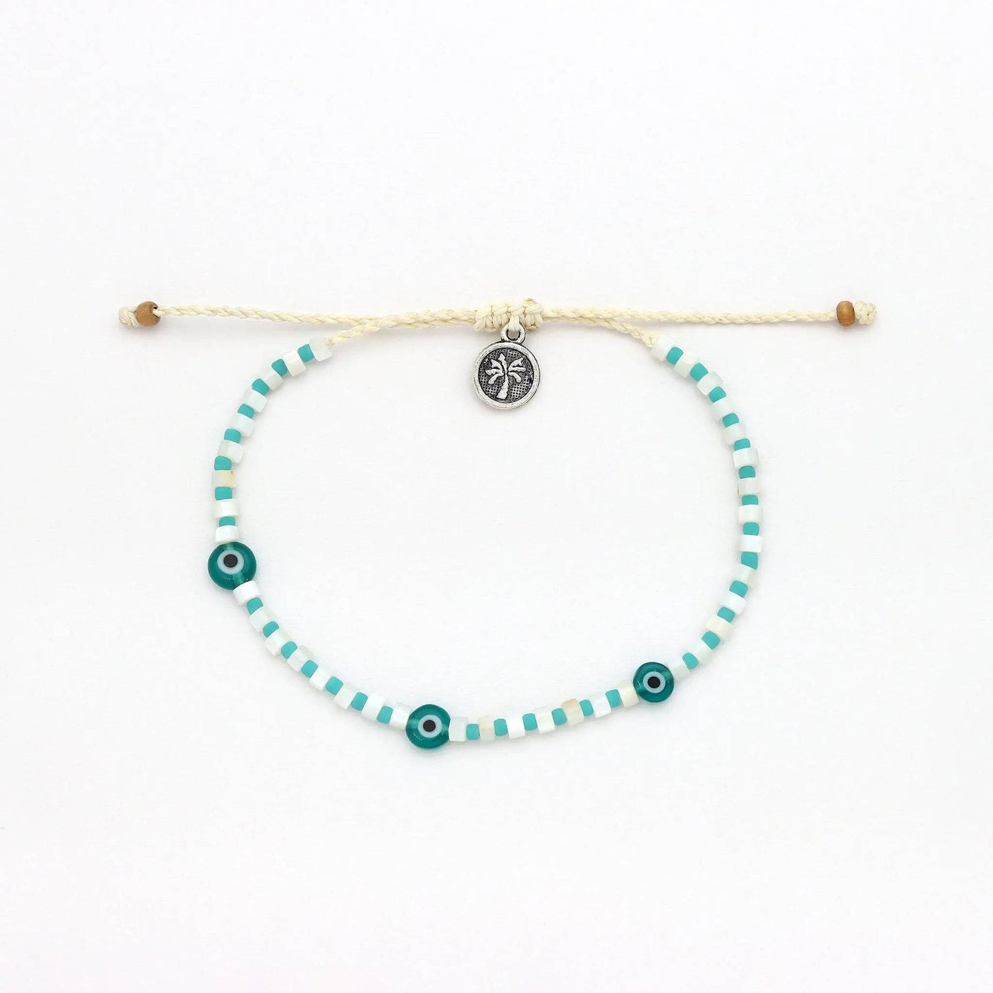 Hanauma Bay Teal Blue Glass Evil Eye Anklet
