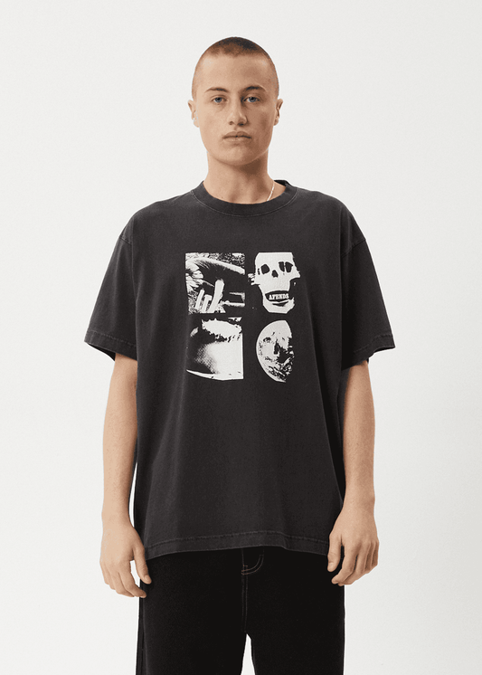 AFENDS New and Clear Heavyweight Boxy Tee - Stone Black