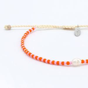 Pineapple Island Mutiara Dainty Beaded Pearl Bracelet - Orange