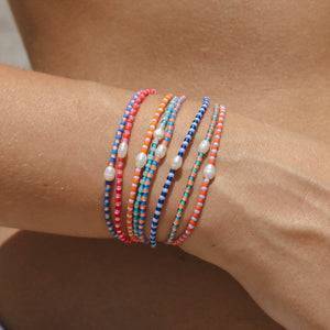 Pineapple Island Mutiara Dainty Beaded Pearl Bracelet - Blue