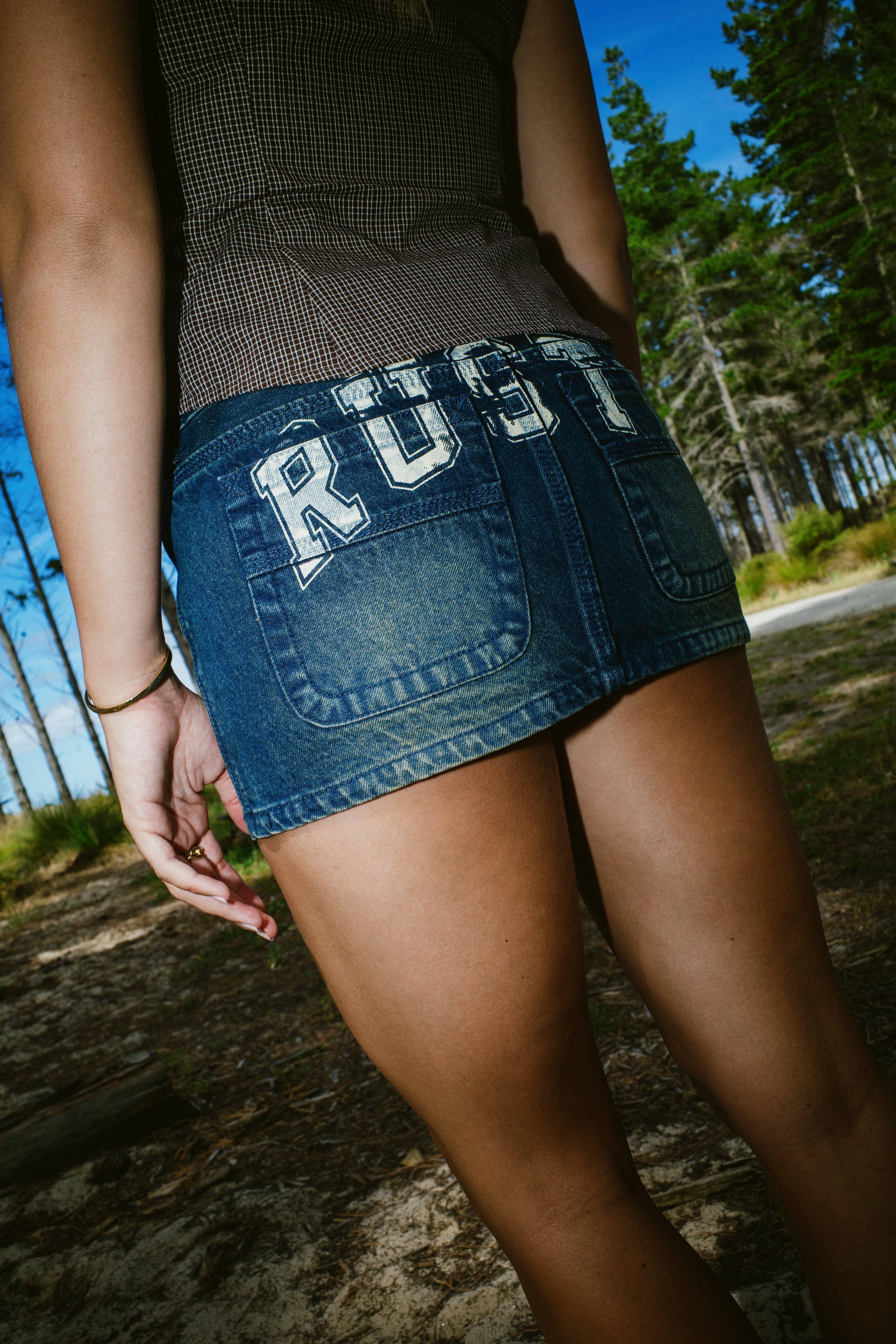 Rusty Norty Low Rise Denim Micro Mini Skirt