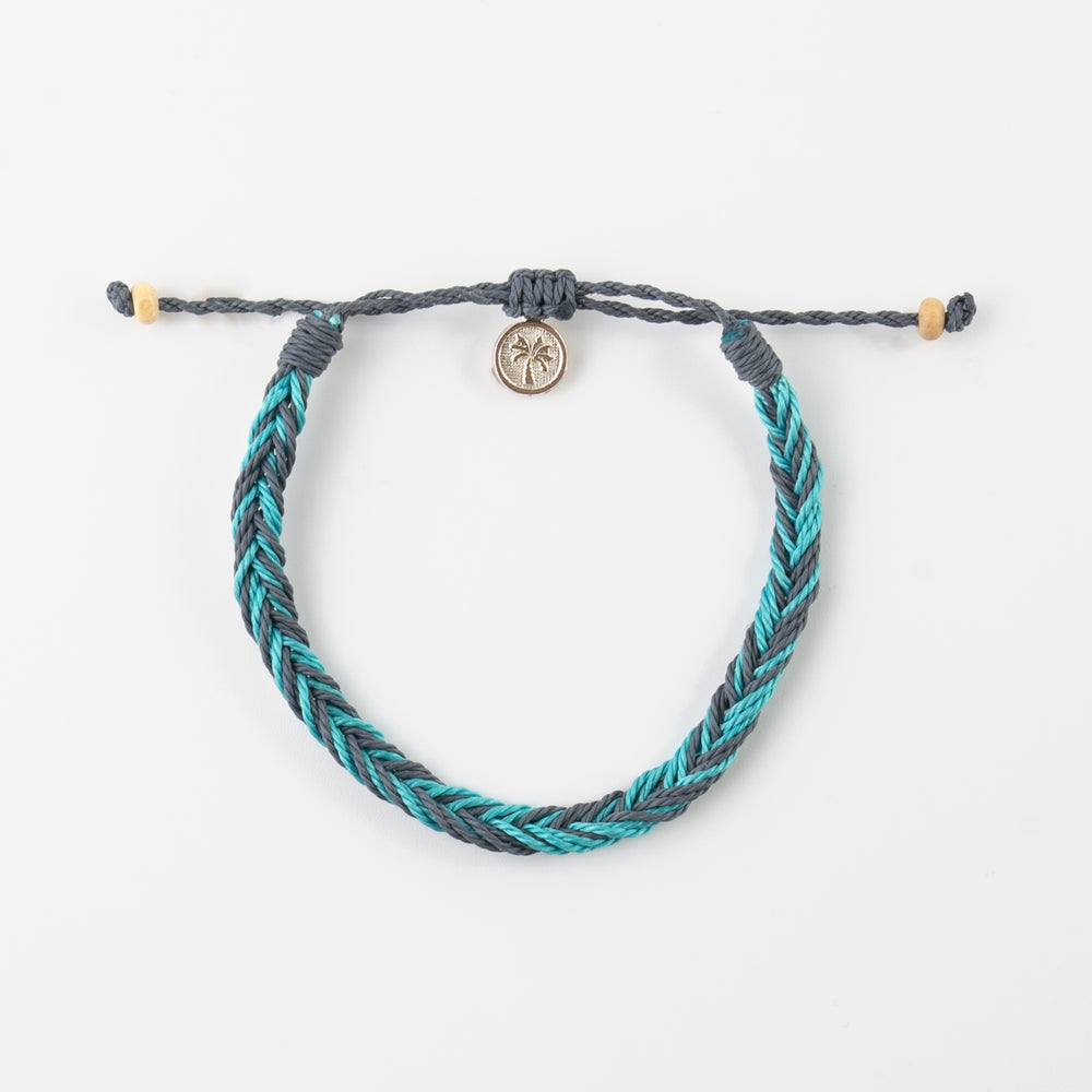 Pineapple Island Anklet RCA-030 with braided teal and gray design.
