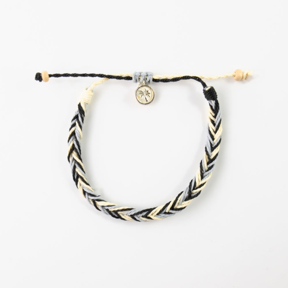 Pineapple Island Bracelet RCB-037 with black, white, and grey braided design.