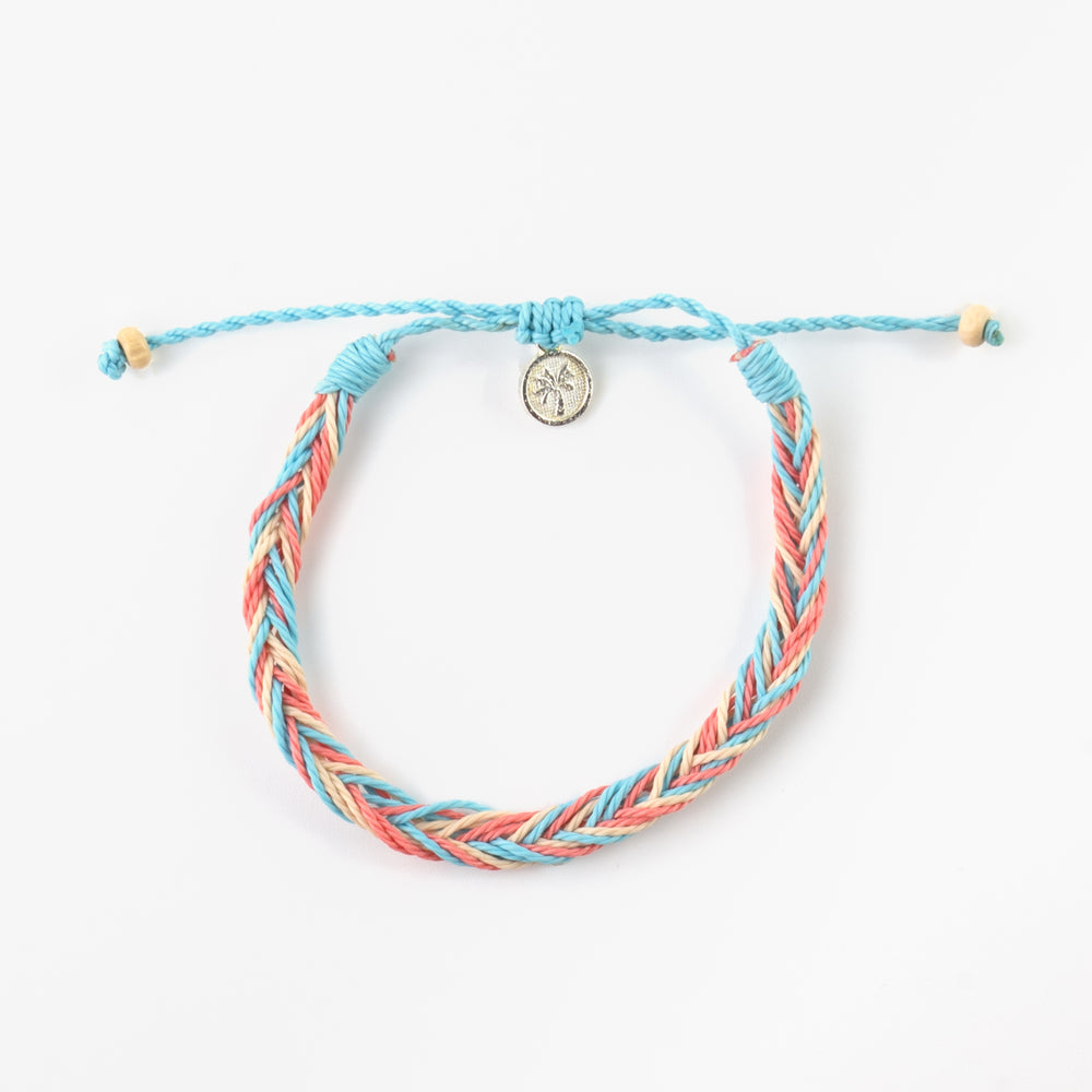 Colorful braided Pineapple Island anklet RCA-038 with charm detail.