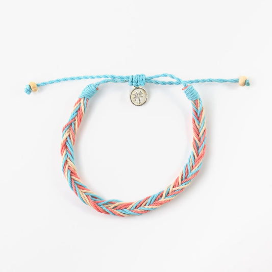 Colorful braided Pineapple Island anklet RCA-038 with charm detail.