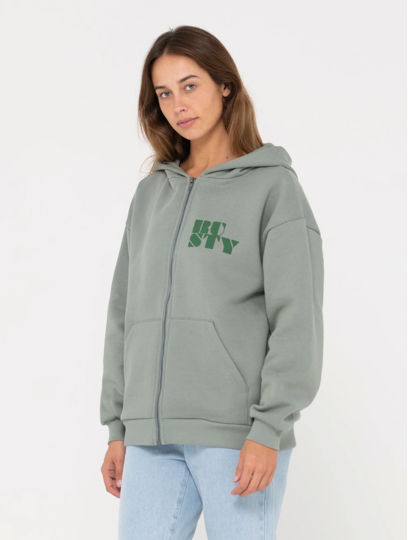 Rusty Code Oversized Zip Hooded Fleece