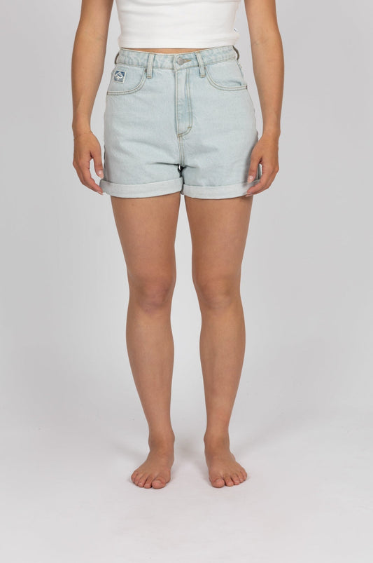 Rusty Hermosa high rise denim short - sky blue heather