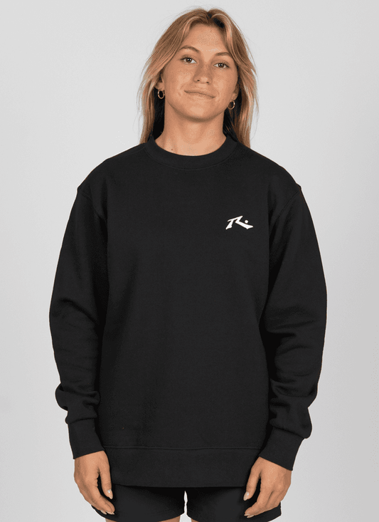 Rusty Baseline Boyfriend Fleece Crew - Black