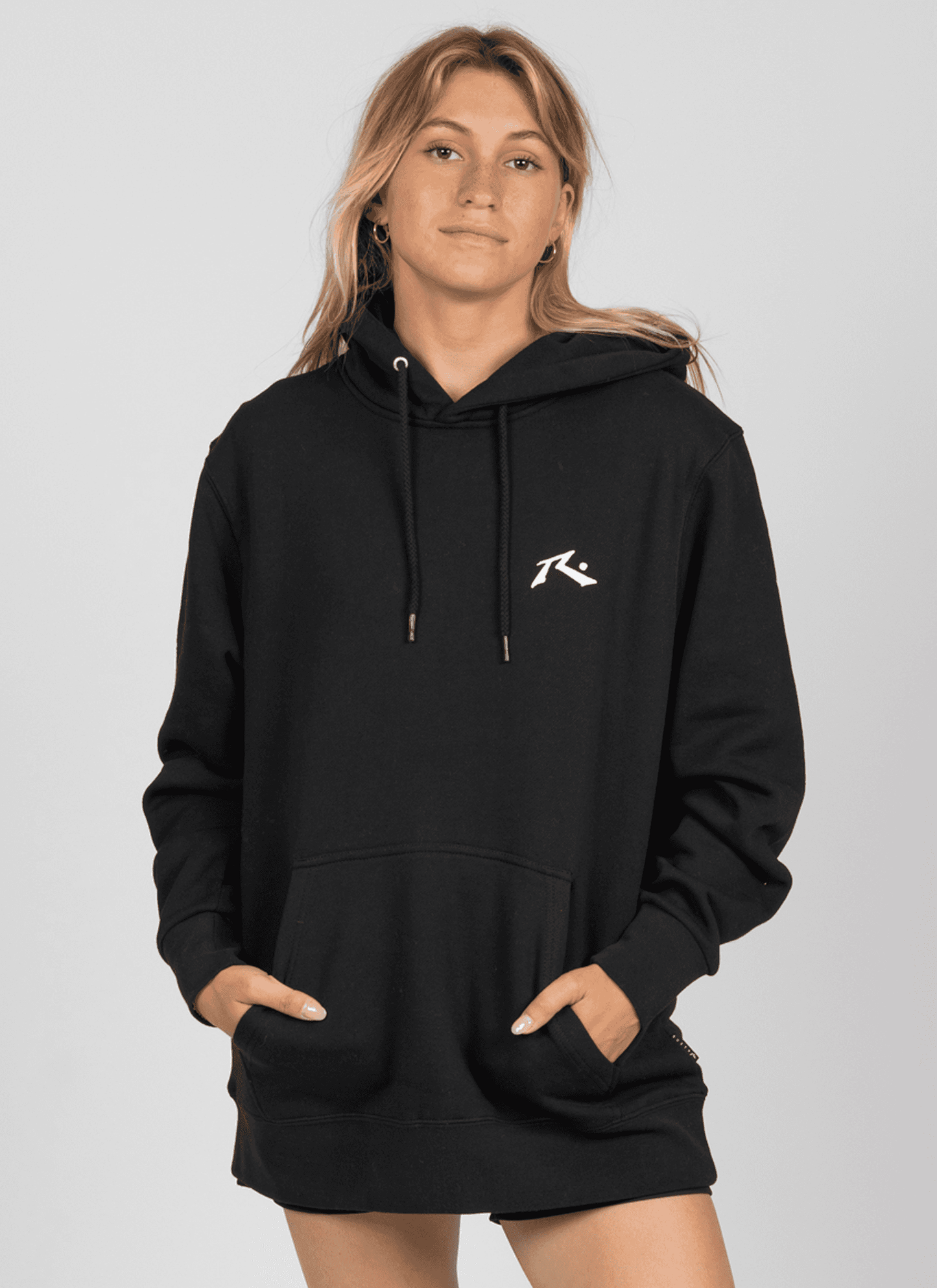 Rusty Baseline Boyfriend Fleece Hood - Black