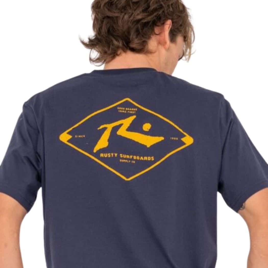Rusty Wull Wolume Short Sleeve Tee Navy Gold