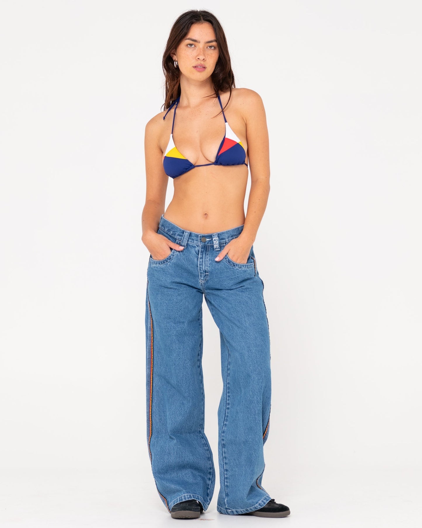 Rusty Flip Mommy low rise wide leg denim pant