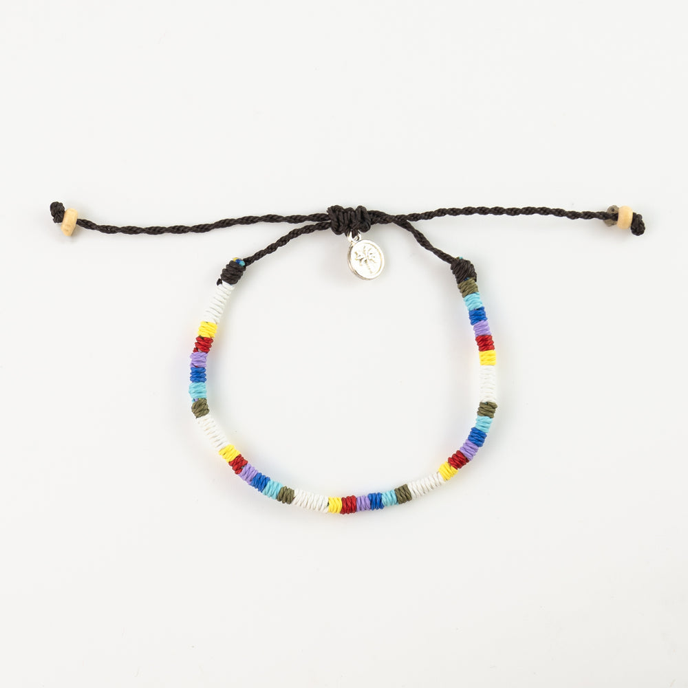 Colorful beaded Pineapple Island anklet SNGA-007 with adjustable cord.