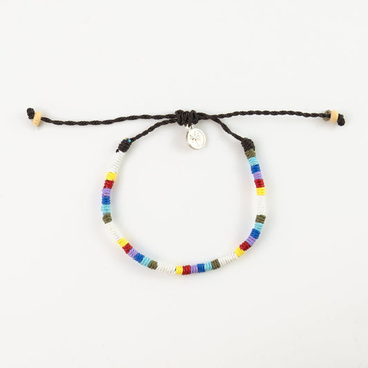 Colorful beaded Pineapple Island anklet SNGA-007 with adjustable cord.