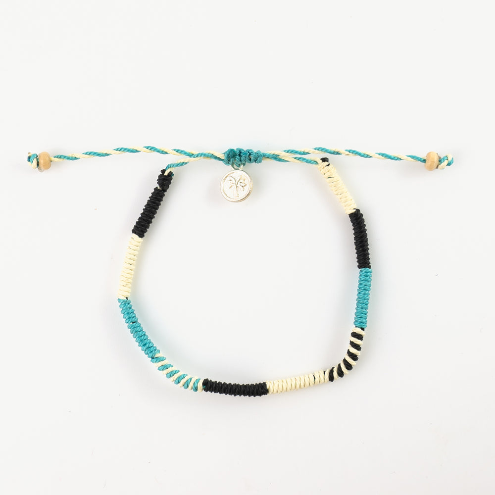 Pineapple Island Anklet SNGA-008 with turquoise, black, and cream woven design.