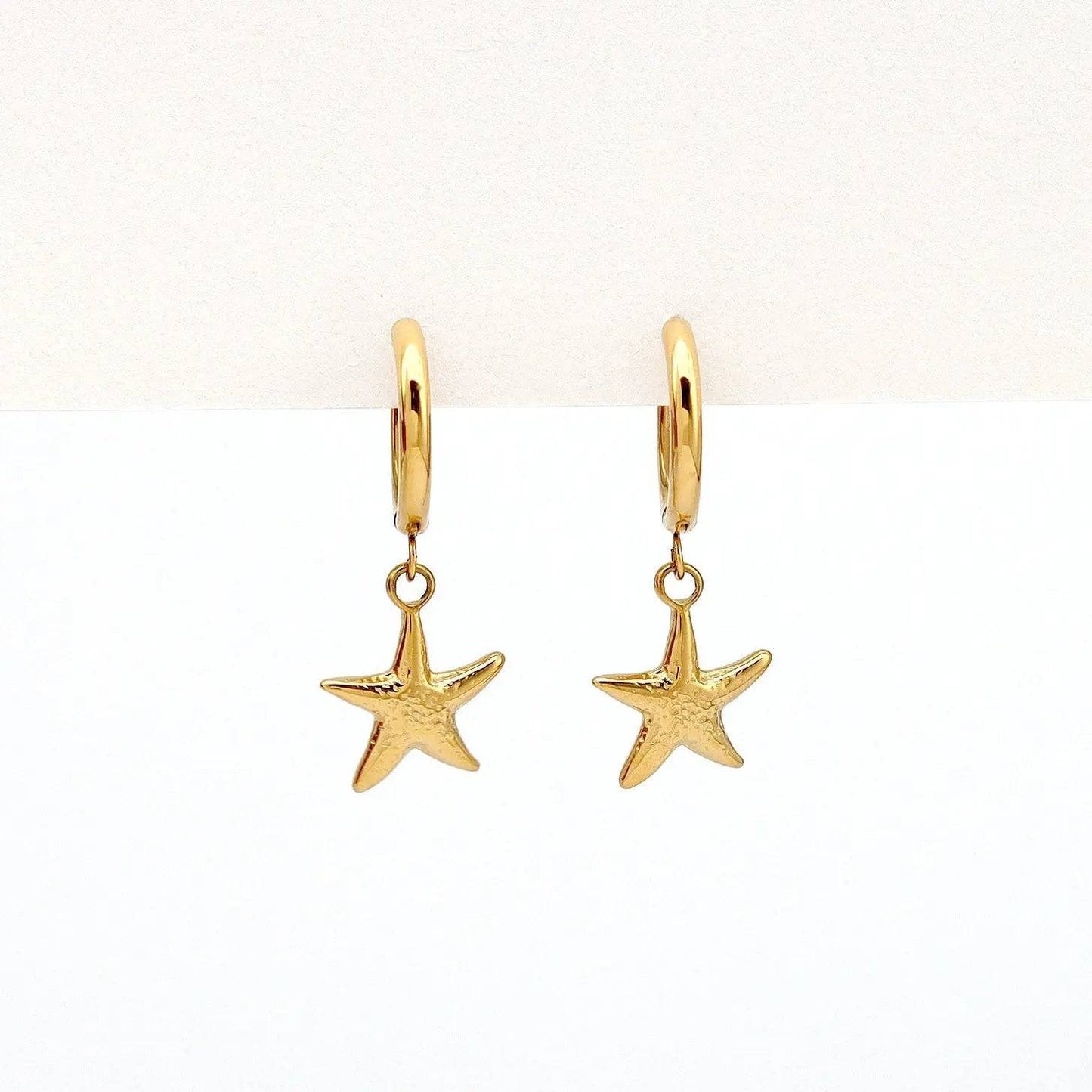 Waterproof Starfish Hoop Earrings for Everyday Wear