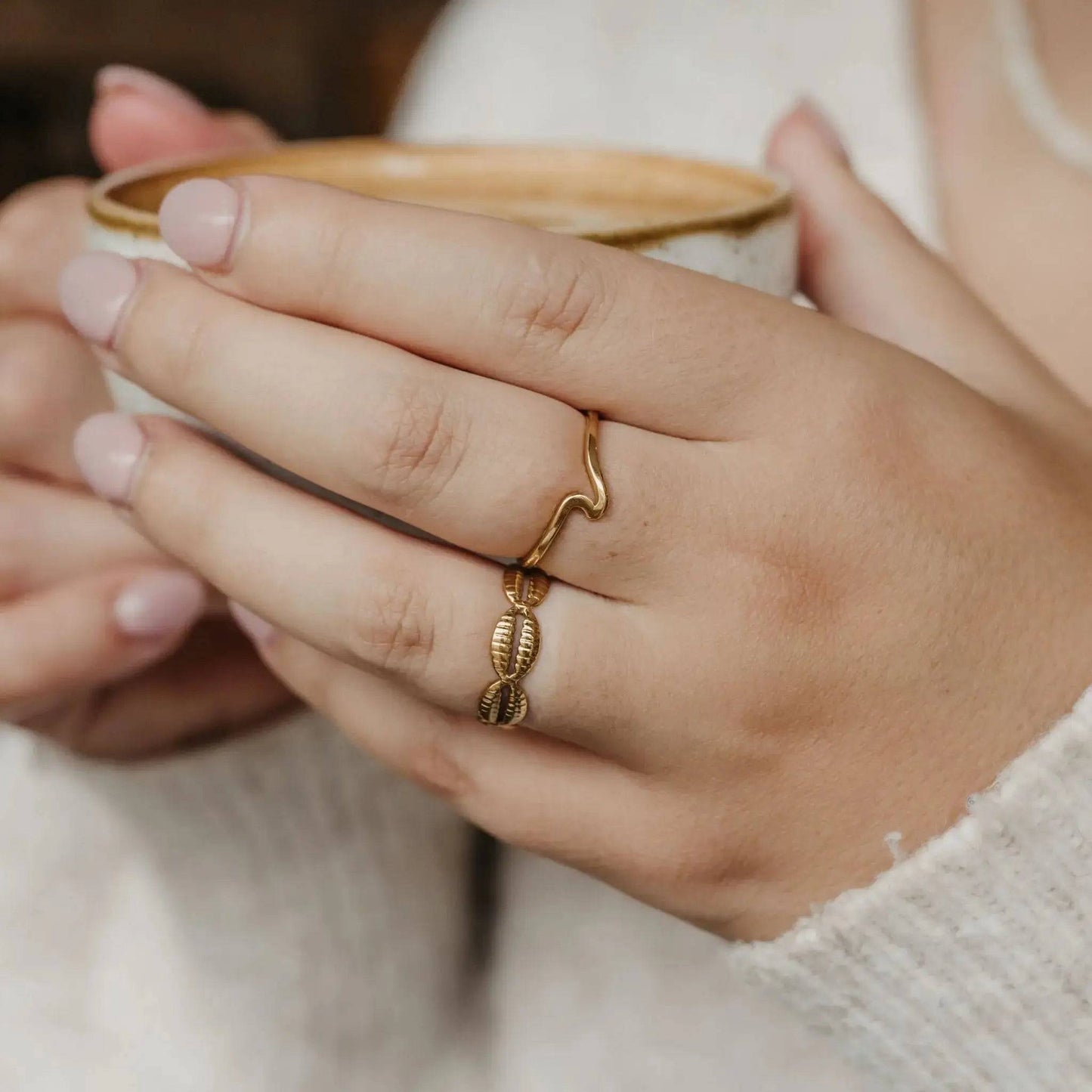 Cowrie Shell Waterproof Ring for Everyday Wear