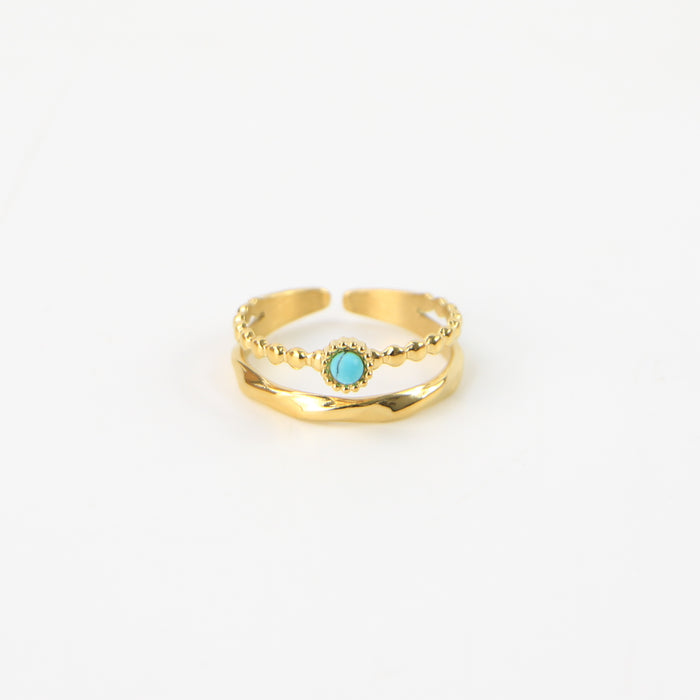 Pineapple island turquoise stone double ring