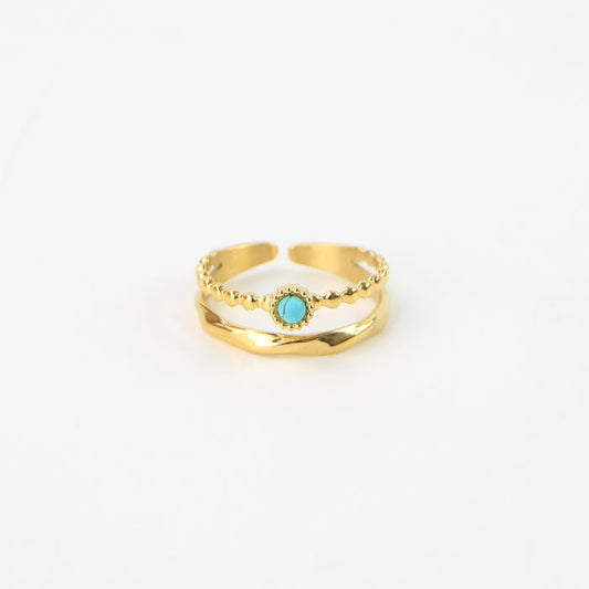 Pineapple island turquoise stone double ring
