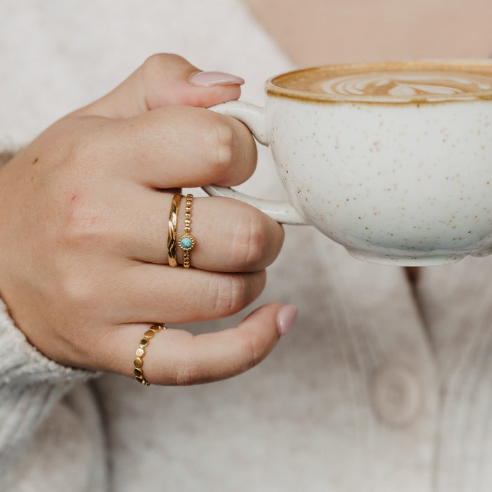 Pineapple island turquoise stone double ring