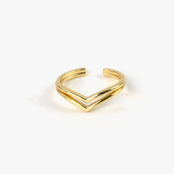 Gold Pineapple Island Breaking Wave Wishbone Ring with sleek design.