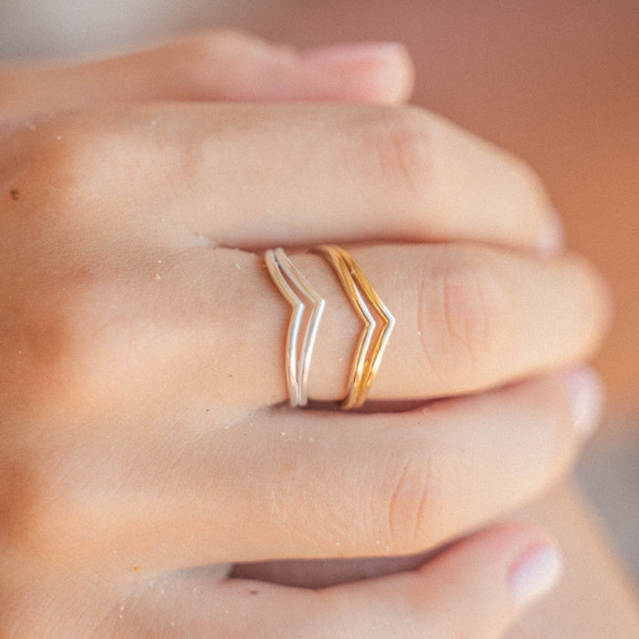 Pineapple Island Breaking Wave Wishbone Ring -Gold