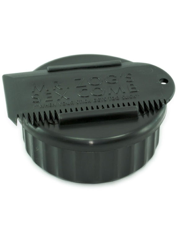 Black Sexwax wax container with white comb for surfboard maintenance.